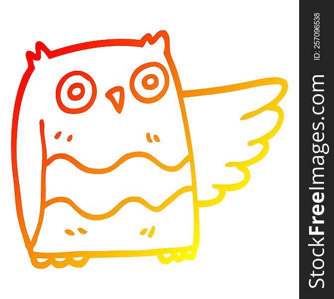 Warm Gradient Line Drawing Cartoon Cute Owl