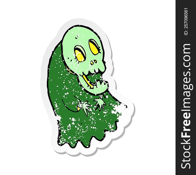 Retro Distressed Sticker Of A Cartoon Spooky Ghoul