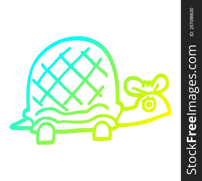 cold gradient line drawing of a cartoon funny tortoise