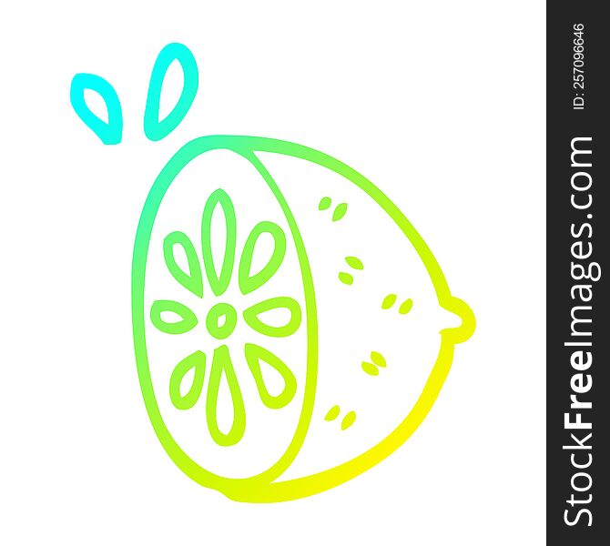 cold gradient line drawing cartoon lime fruit