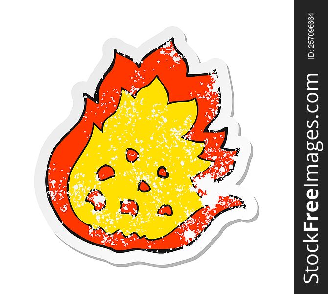 Retro Distressed Sticker Of A Cartoon Burning Fire