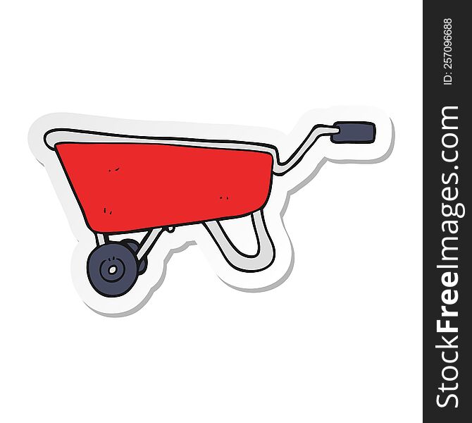 sticker of a cartoon wheelbarrow