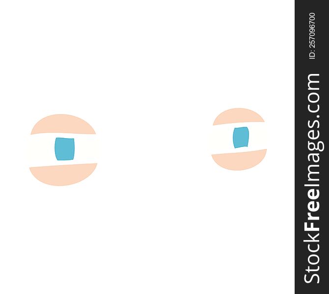 Flat Color Illustration Of A Cartoon Scowling Eyes