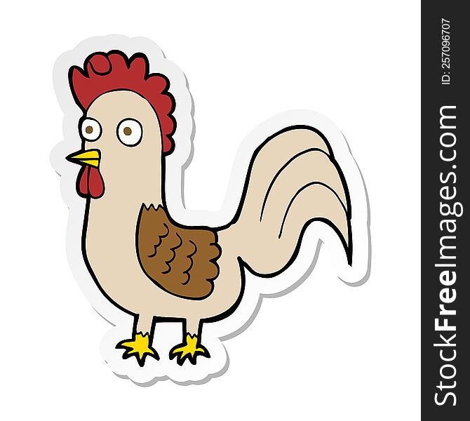 Sticker Of A Cartoon Rooster