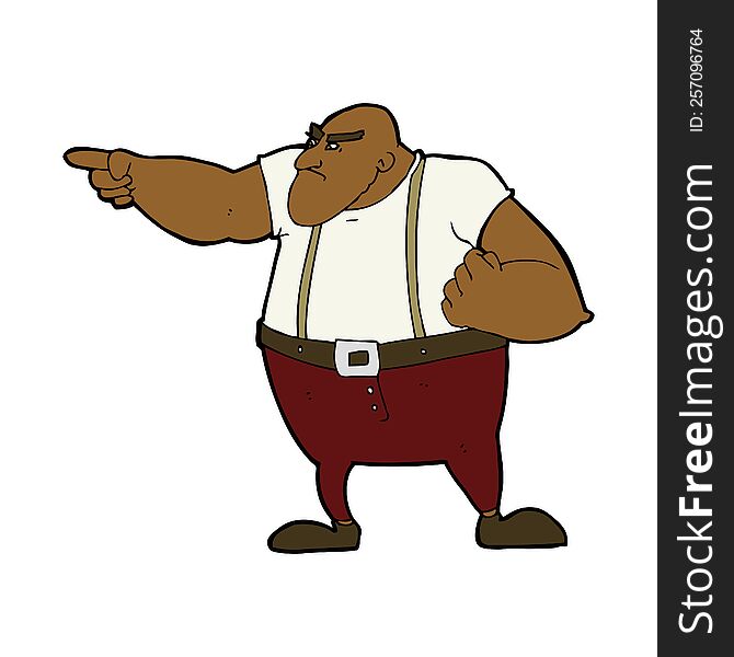 cartoon angry tough guy pointing