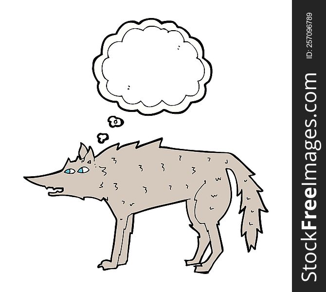 Cartoon Wolf With Thought Bubble