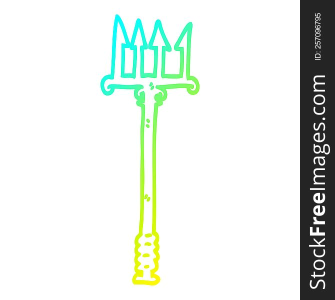 cold gradient line drawing of a cartoon trident