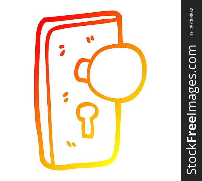 warm gradient line drawing of a cartoon door handle with keyhole