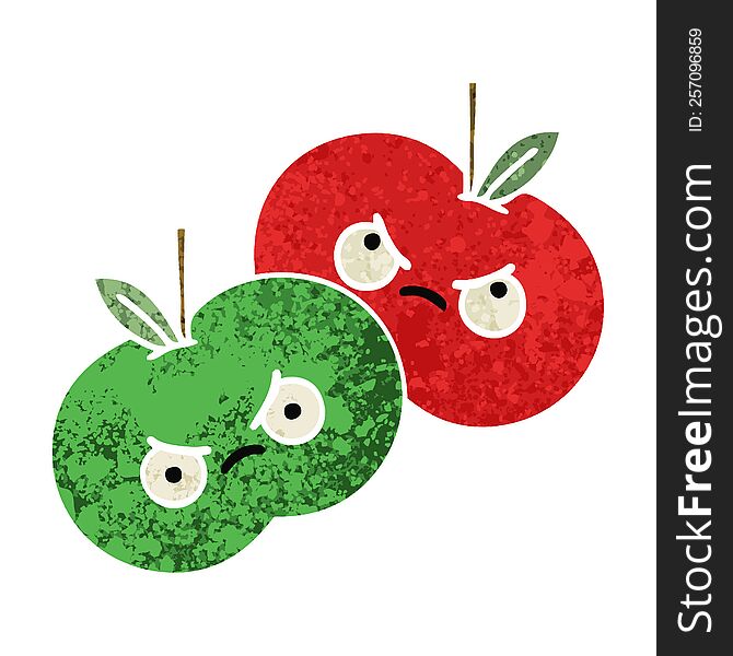 Retro Illustration Style Cartoon Apples