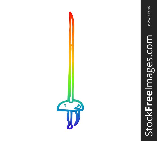 Rainbow Gradient Line Drawing Cartoon Sword