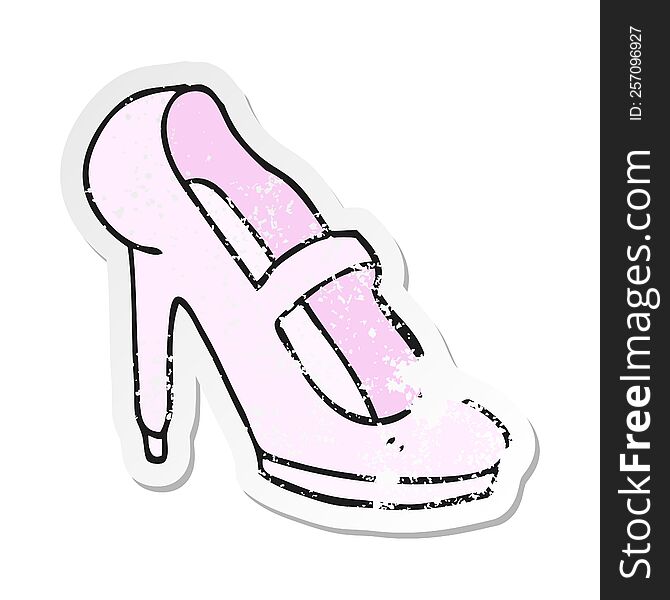 Retro Distressed Sticker Of A Cartoon High Heeled Shoe