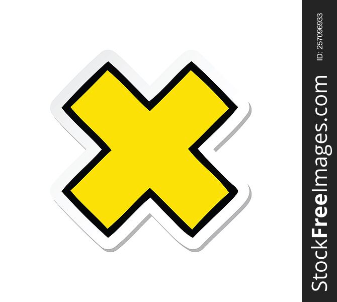 Sticker Of A Cute Cartoon Multiplication Symbol