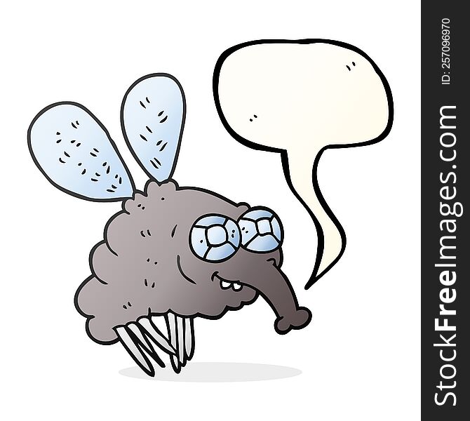 freehand drawn speech bubble cartoon fly