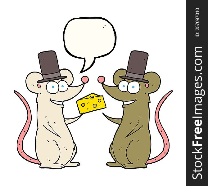 Speech Bubble Cartoon Mice With Cheese