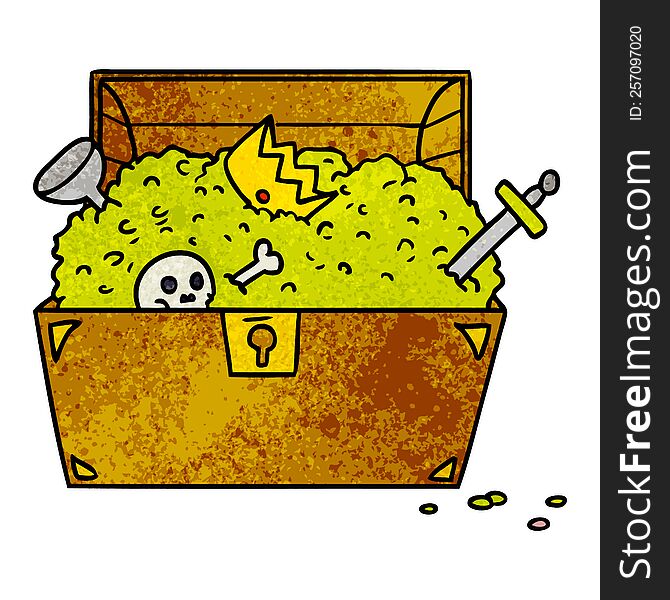 Textured Cartoon Doodle Of A Treasure Chest