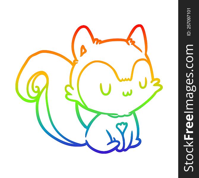 rainbow gradient line drawing of a squirrel