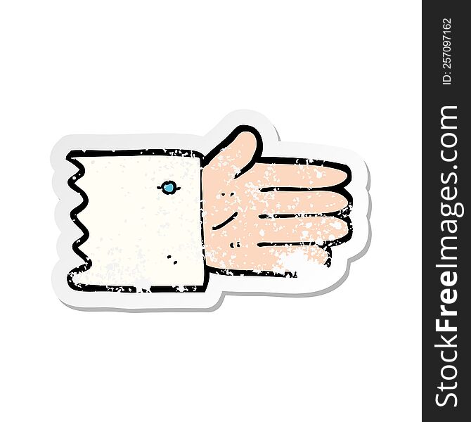 retro distressed sticker of a cartoon open hand symbol