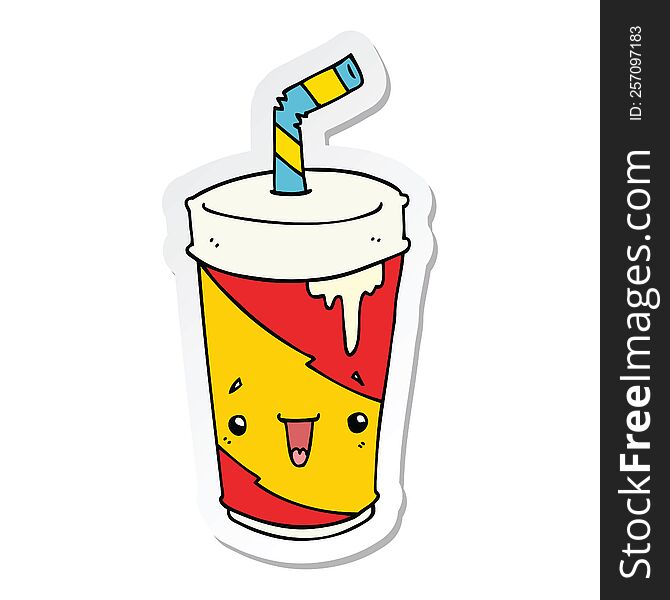 sticker of a cartoon soda cup