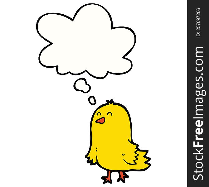 Cartoon Bird And Thought Bubble