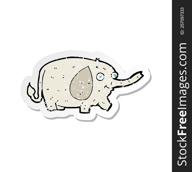 retro distressed sticker of a cartoon funny little elephant