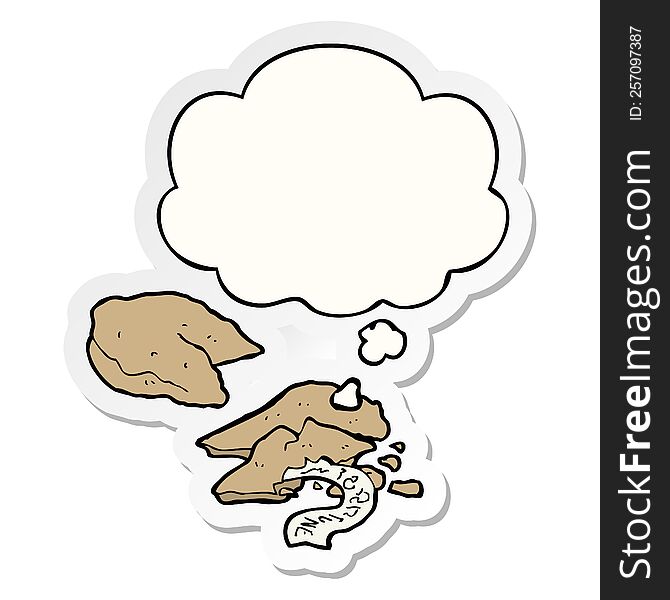 cartoon fortune cookies and thought bubble as a printed sticker