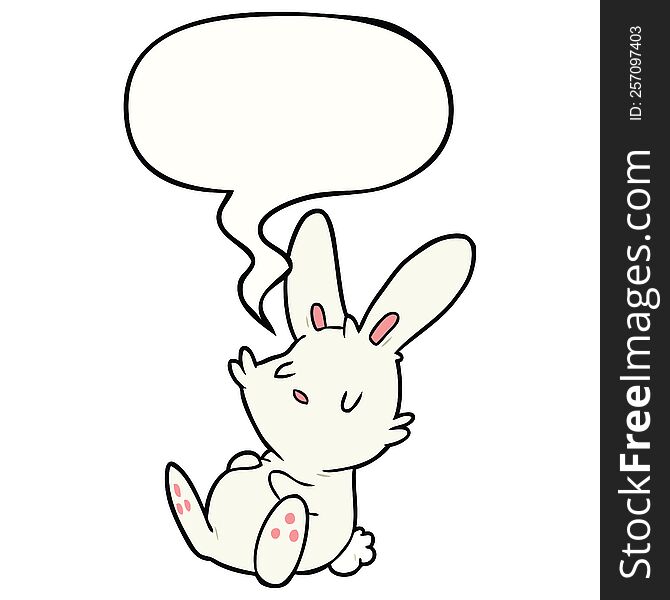 Cute Cartoon Rabbit Sleeping And Speech Bubble