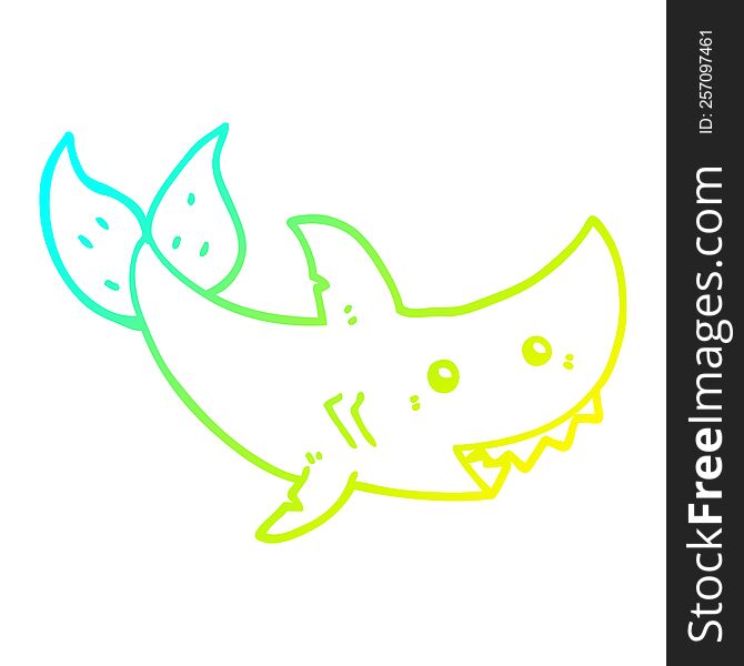 Cold Gradient Line Drawing Cartoon Shark