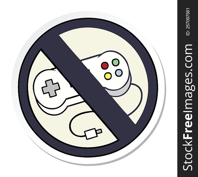 sticker of a cute cartoon no gaming sign