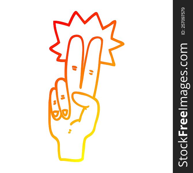 warm gradient line drawing of a cartoon peace sign