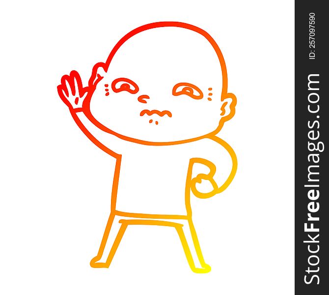 Warm Gradient Line Drawing Cartoon Creepy Guy