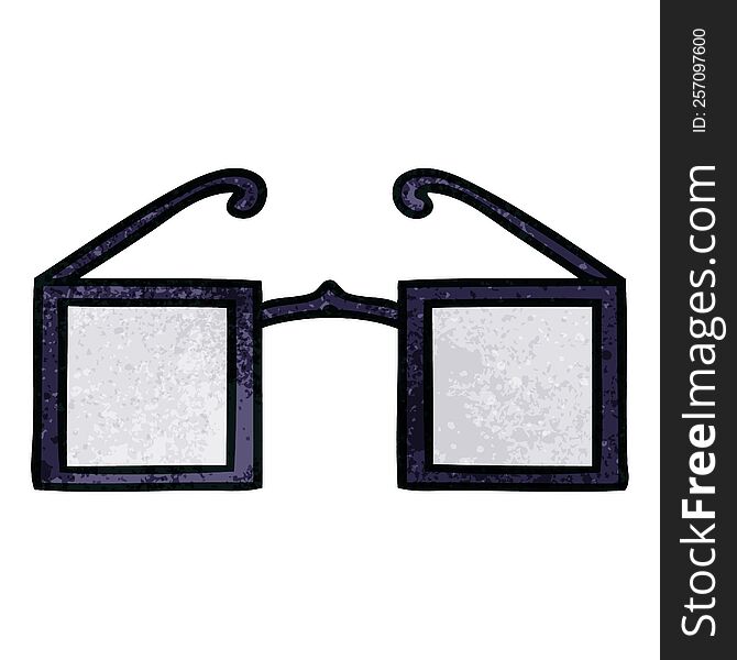 retro grunge texture cartoon of a square glasses