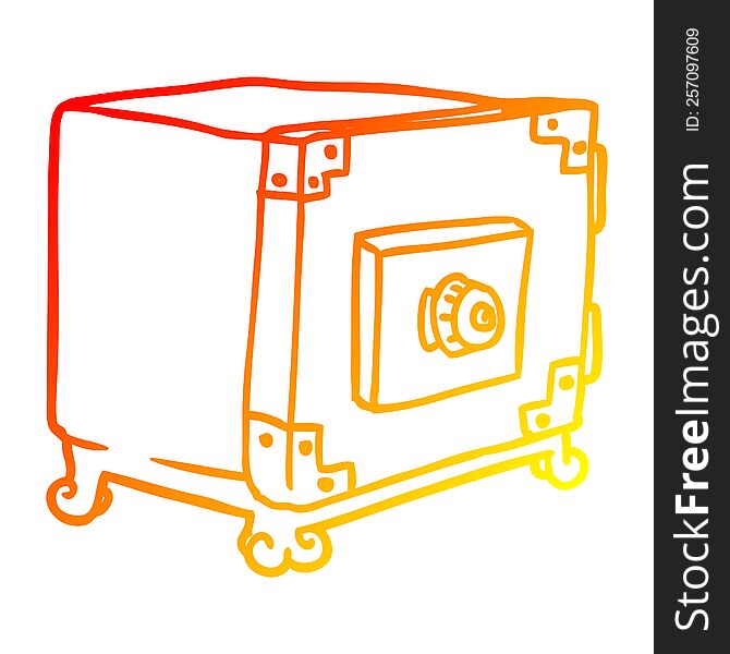 warm gradient line drawing of a cartoon traditional safe