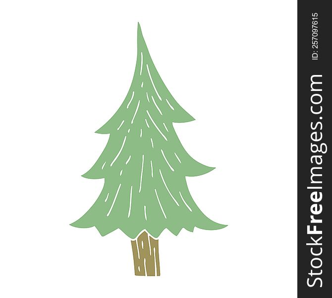 cartoon doodle pine trees