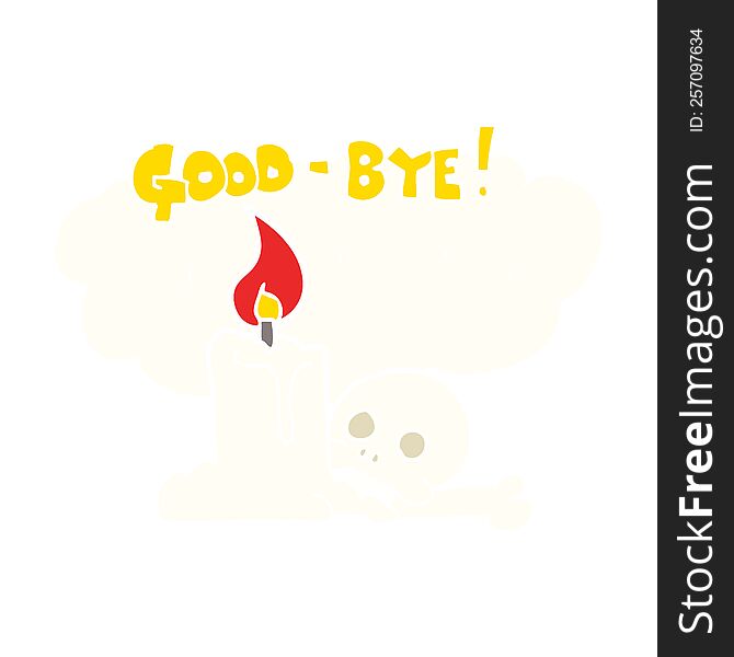 flat color illustration of a cartoon goodbye sign