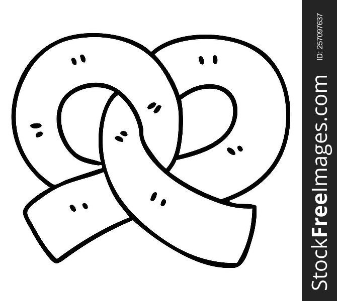line doodle of a fresh pretzel for you to snack on. line doodle of a fresh pretzel for you to snack on