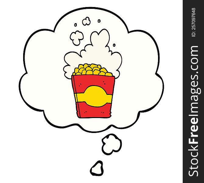 cartoon popcorn and thought bubble
