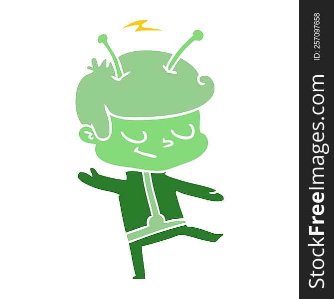 Friendly Flat Color Style Cartoon Spaceman Dancing