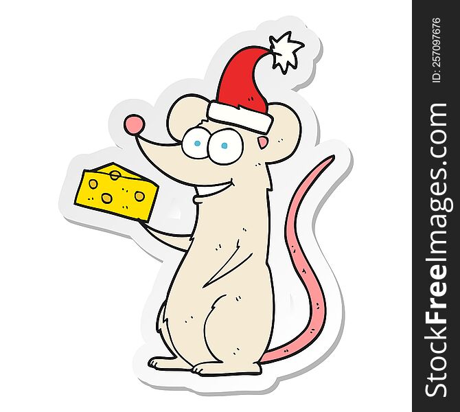 Sticker Of A Cartoon Christmas Mouse