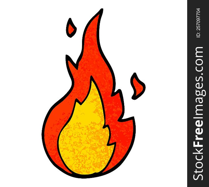 grunge textured illustration cartoon flame symbol