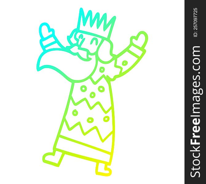 cold gradient line drawing of a cartoon jolly king