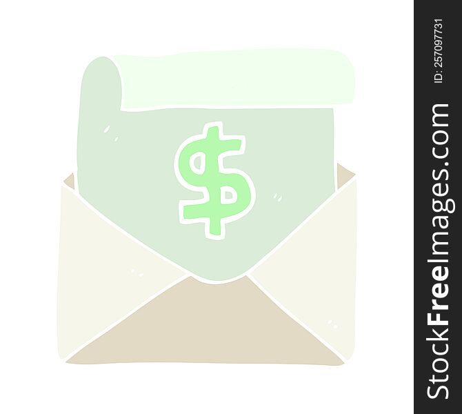 flat color illustration of a cartoon payment letter