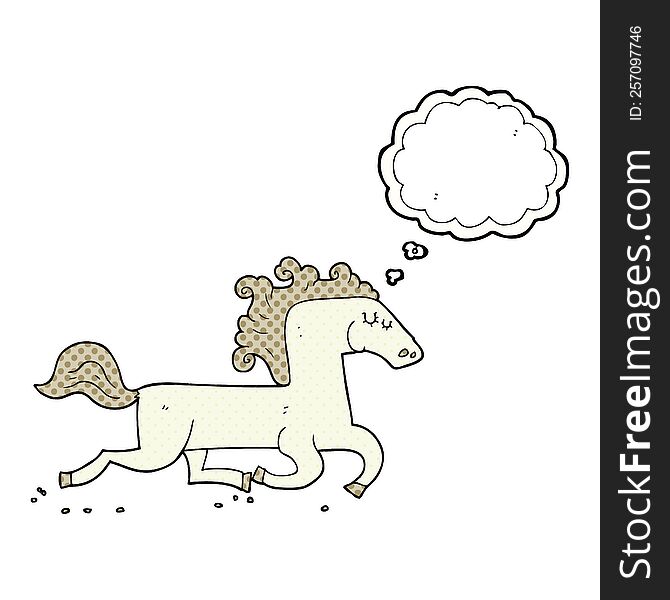 Thought Bubble Cartoon Running Horse