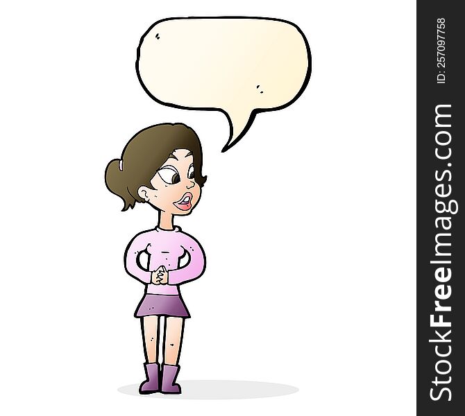 cartoon girl talking with speech bubble