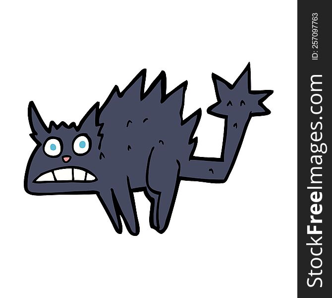 cartoon frightened black cat