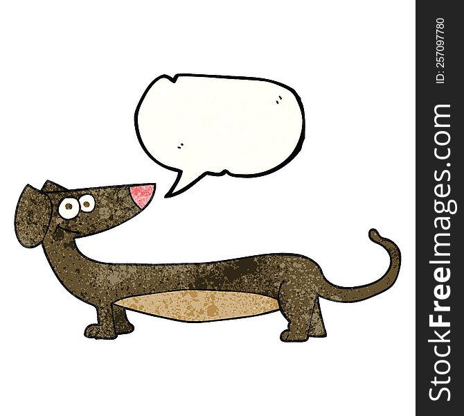 freehand speech bubble textured cartoon dachshund