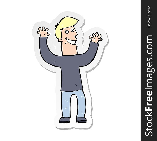 Sticker Of A Cartoon Excited Man