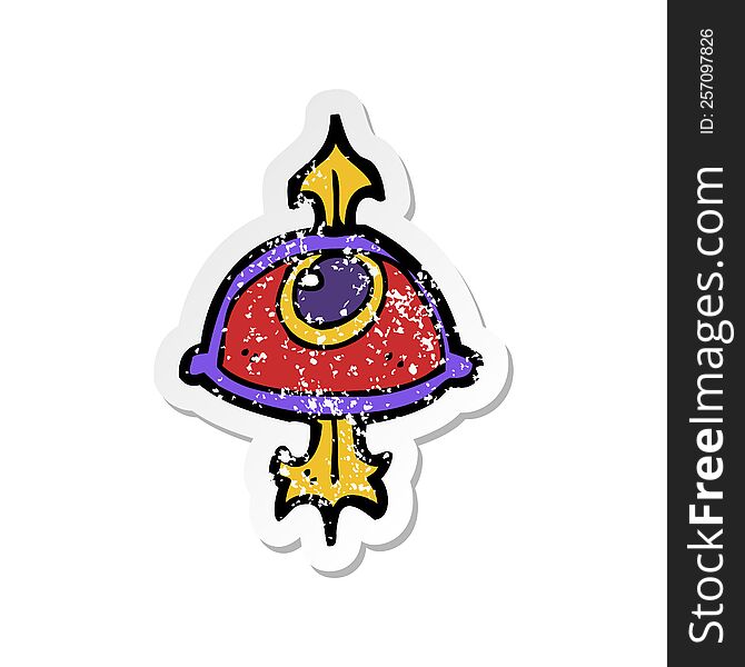 Retro Distressed Sticker Of A Cartoon Eye Symbol
