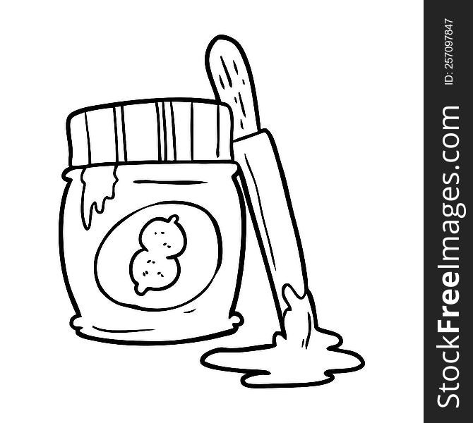 line drawing of a jar of peanut butter. line drawing of a jar of peanut butter