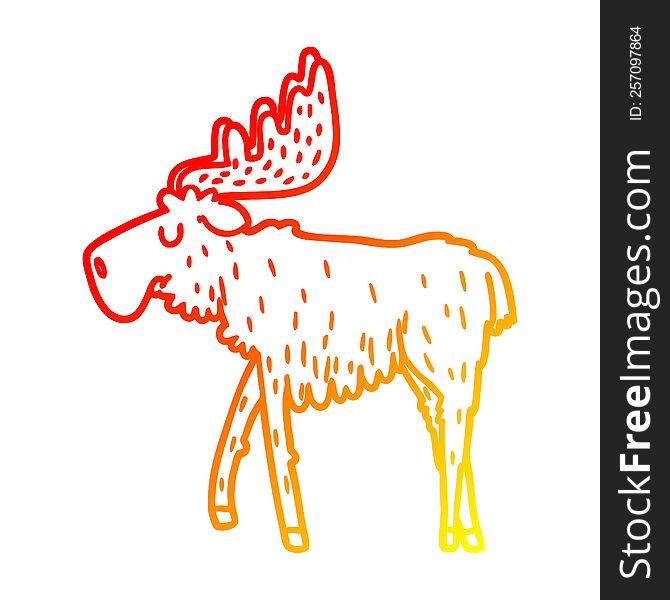 warm gradient line drawing of a cartoon moose
