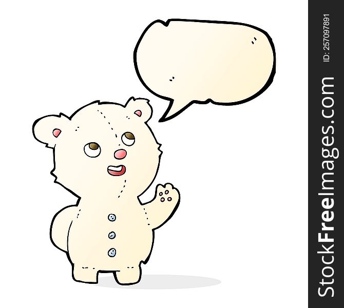 cartoon cute polar bear cub with speech bubble